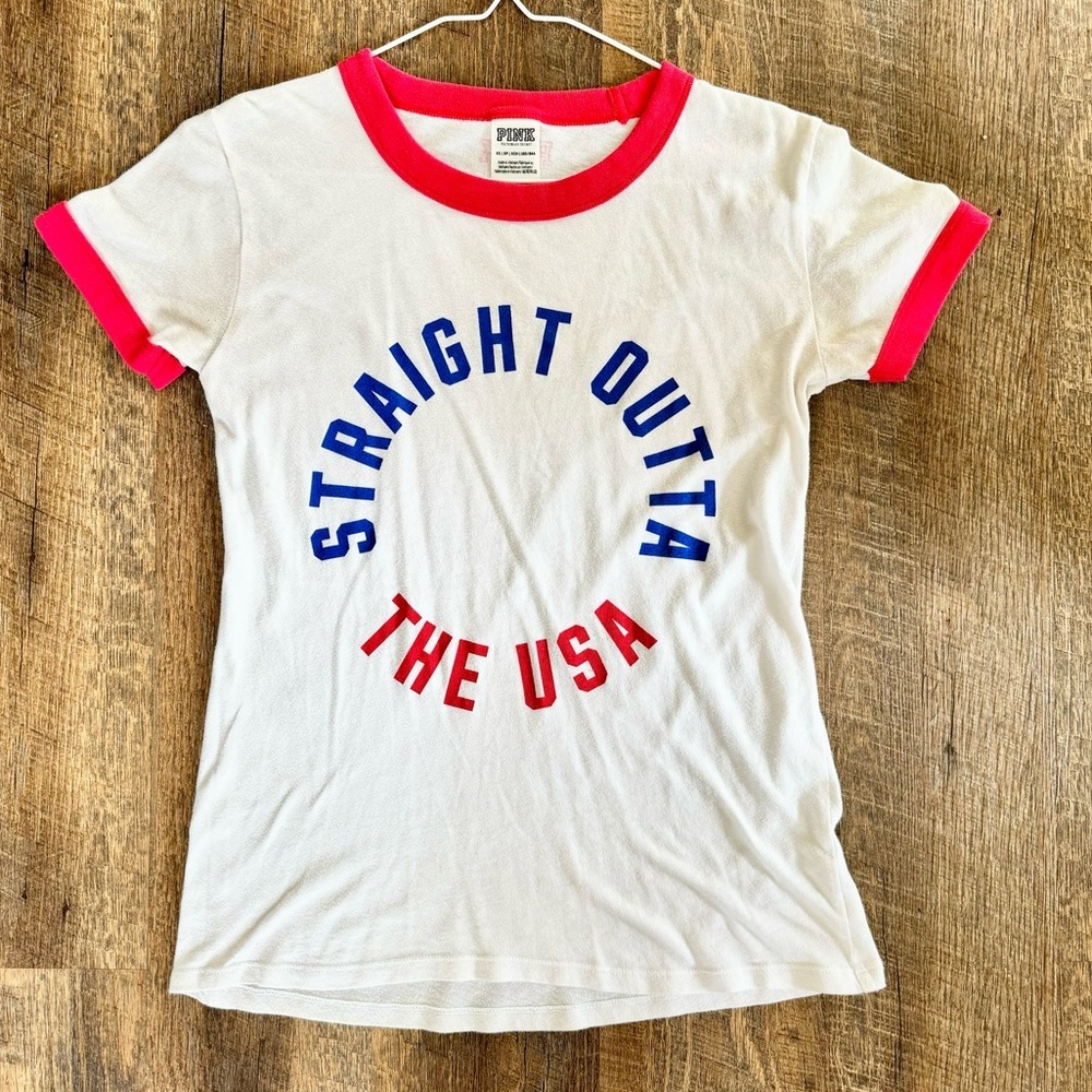 Victoria Sercret PINK Tee “Straight Outta The USA” - Picture 1 of 4